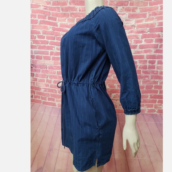 Rag & Bone Drew Off the Shoulder Cotton Drawstring Waist Dress In Indigo NWT M - Picture 8 of 16